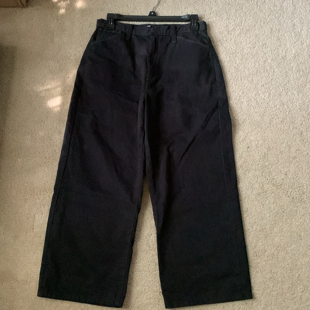 Uniqlo U black cotton wide leg pants